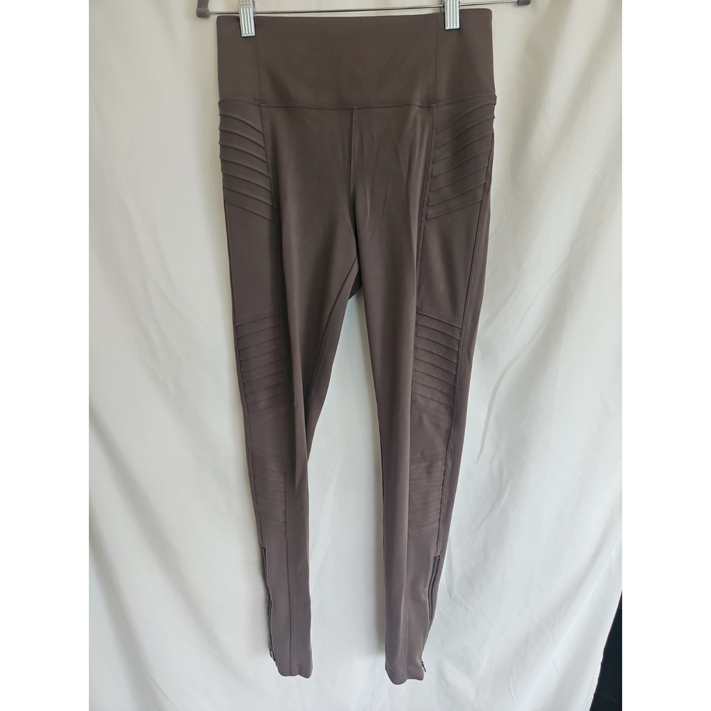 Athleta Delancey Moto Tight Women S Brown Excellent Ribbed Activewear Jogger
